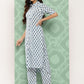 Janasya Women's White Cotton Floral Printed High Low Casual Kurta Set | Swadesiicart