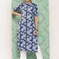 Janasya Women's Blue Crepe Digital Printed Straight Festive Kurta Set | Swadesiicart
