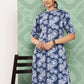Janasya Women's Blue Crepe Digital Printed Straight Festive Kurta Set | Swadesiicart