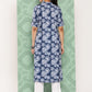 Janasya Women's Blue Crepe Digital Printed Straight Festive Kurta Set | Swadesiicart