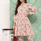 Janasya Women's White Cotton Botanical Printed Tiered Casual Kurta Set | Swadesiicart