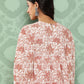 Janasya Women's White Cotton Botanical Printed Tiered Casual Kurta Set | Swadesiicart
