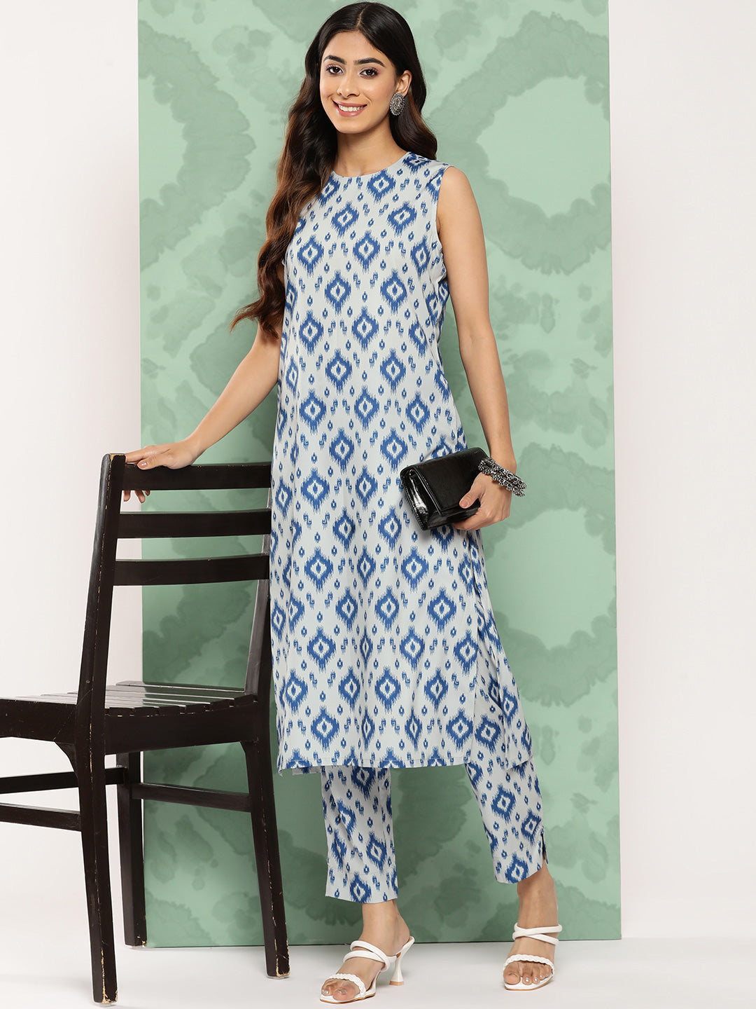 Janasya Women's Grey Crepe Digital Printed Straight Casual Kurta Set | Swadesiicart