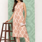 Janasya Women's Light Peach Crepe Digital Printed Straight Casual Kurta Set - Swadesiicart