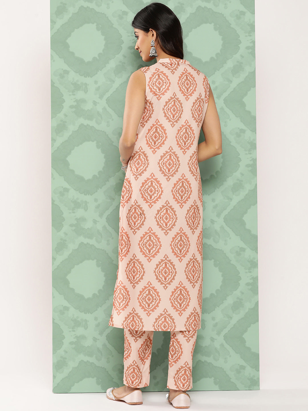 Janasya Women's Light Peach Crepe Digital Printed Straight Casual Kurta Set - Swadesiicart