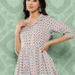 Janasya Women's Sky Blue Cotton Ethnic Motifs Gathered Casual Kurta Set | Swadesiicart