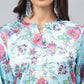 Janasya Women's Aqua Blue Satin Digital Floral Printed Straight Party kurta Set - Swadesiicart