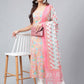 Janasya Women's Multicolor Cotton Floral Printed A-line Party Kurta Set | Swadesiicart