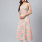 Janasya Women's Multicolor Cotton Floral Printed A-line Party Kurta Set | Swadesiicart
