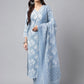 Janasya Women's Light Blue Cotton Floral Printed Straight Casual Kurta Set | Swadesiicart