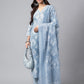 Janasya Women's Light Blue Cotton Floral Printed Straight Casual Kurta Set | Swadesiicart
