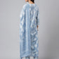 Janasya Women's Light Blue Cotton Floral Printed Straight Casual Kurta Set | Swadesiicart