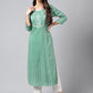 Janasya Women's Green Rayon Yoke Embroidered Straight Casual Kurta Set | Swadesiicart