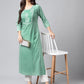Janasya Women's Green Rayon Yoke Embroidered Straight Casual Kurta Set | Swadesiicart