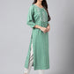 Janasya Women's Green Rayon Yoke Embroidered Straight Casual Kurta Set | Swadesiicart