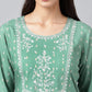 Janasya Women's Green Rayon Yoke Embroidered Straight Casual Kurta Set | Swadesiicart