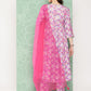 Janasya Women's Lavender Moss Digital Floral Printed Angrakha Festive Kurta Set | Swadesiicart