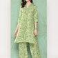 Janasya Women's Green Moss Digital Floral Printed Straight Casual Kurta Set | Swadesiicart