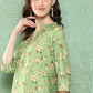 Janasya Women's Green Moss Digital Floral Printed Straight Casual Kurta Set | Swadesiicart