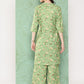Janasya Women's Green Moss Digital Floral Printed Straight Casual Kurta Set | Swadesiicart