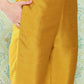 Janasya Women's Mustard Crepe Silk Solid Straight Festive Kurta Set | Swadesiicart