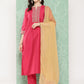 Janasya Women's Pink Crepe Silk Solid Straight Festive Kurta Set | Swadesiicart