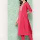 Janasya Women's Pink Crepe Silk Solid Straight Festive Kurta Set | Swadesiicart