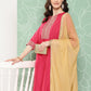 Janasya Women's Pink Crepe Silk Solid Straight Festive Kurta Set | Swadesiicart