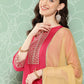 Janasya Women's Pink Crepe Silk Solid Straight Festive Kurta Set | Swadesiicart