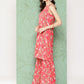 Janasya Women's Pink Moss Digital Floral Printed Straight Festive Kurta Set | Swadesiicart
