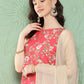 Janasya Women's Pink Moss Digital Floral Printed Straight Festive Kurta Set | Swadesiicart