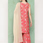 Janasya Women's Pink Moss Digital Floral Printed Straight Festive Kurta Set | Swadesiicart