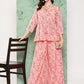 Janasya Women's Peach Georgette Digital Floral Printed Peplum Festive Top Set | Swadesiicart