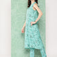 Janasya Women's Aqua Blue Moss Digital Floral Printed Straight Festive Kurta Set | Swadesiicart
