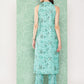 Janasya Women's Aqua Blue Moss Digital Floral Printed Straight Festive Kurta Set | Swadesiicart
