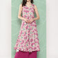 Janasya Women's Multicolor Moss Digital Floral Printed Flared Festive Kurta Set | Swadesiicart