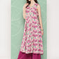 Janasya Women's Multicolor Moss Digital Floral Printed Flared Festive Kurta Set | Swadesiicart