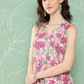 Janasya Women's Multicolor Moss Digital Floral Printed Flared Festive Kurta Set | Swadesiicart