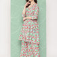 Janasya Women's Mint Moss Floral Digital Printed Angrakha Festive Kurta Set | Swadesiicart