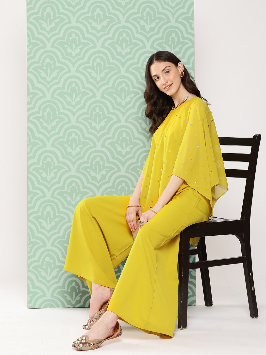 Janasya Women's Yellow Crepe Solid Crop Top Festive Top Set | Swadesiicart