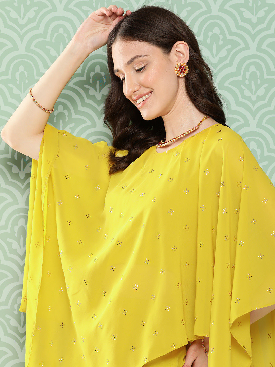 Janasya Women's Yellow Crepe Solid Crop Top Festive Top Set | Swadesiicart