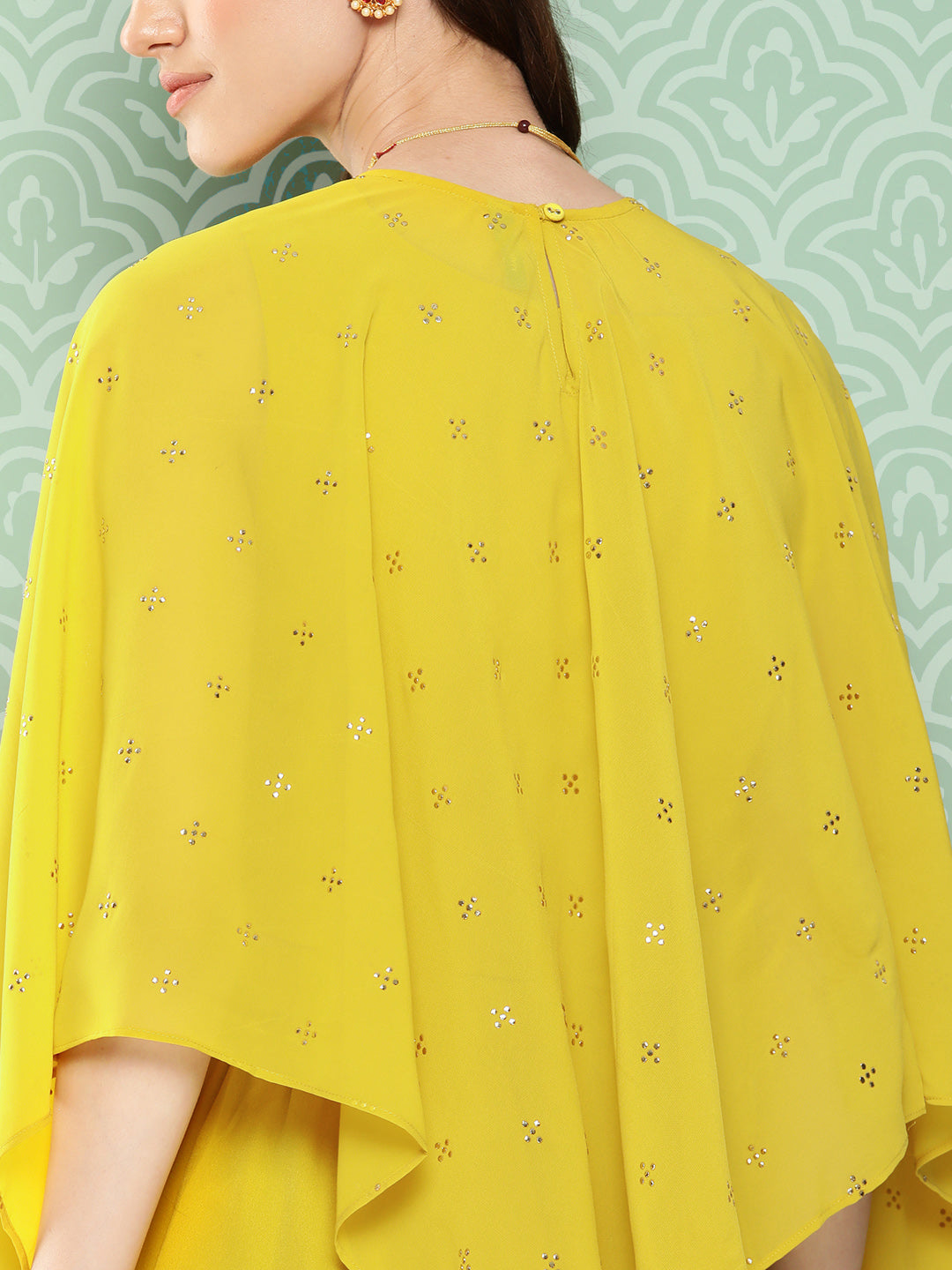 Janasya Women's Yellow Crepe Solid Crop Top Festive Top Set | Swadesiicart