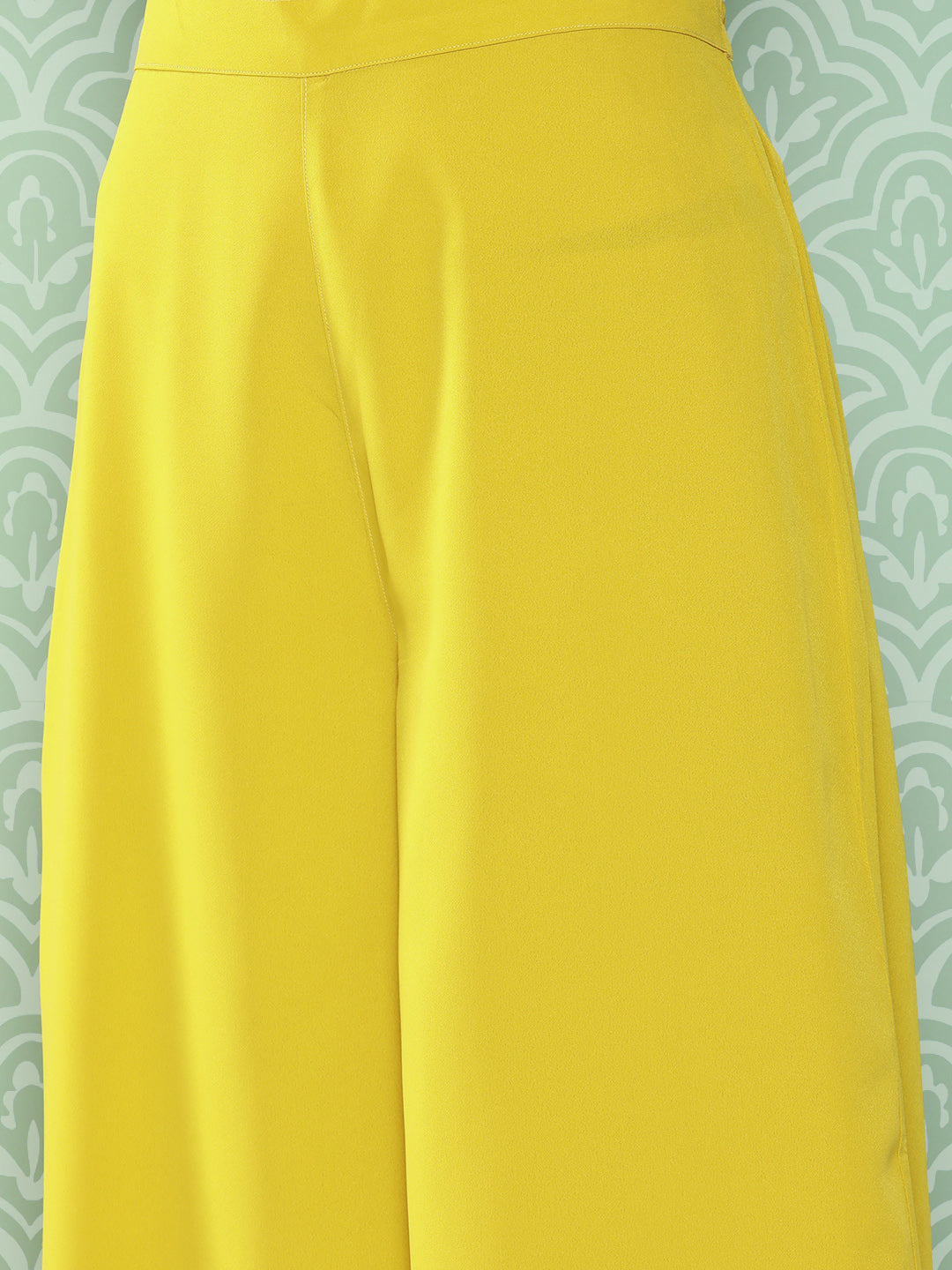 Janasya Women's Yellow Crepe Solid Crop Top Festive Top Set | Swadesiicart