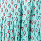 Janasya Women's Aqua Green Cotton Floral Ethinc Motif Printed Flared Casual Short Kurta Set | Swadesiicart