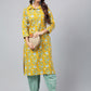 Janasya Women's Mustard Cotton Cambric Floral Printed Straight Casual Kurta Set | Swadesiicart
