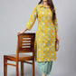Janasya Women's Mustard Cotton Cambric Floral Printed Straight Casual Kurta Set | Swadesiicart