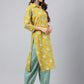 Janasya Women's Mustard Cotton Cambric Floral Printed Straight Casual Kurta Set | Swadesiicart