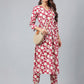 Janasya Women's Maroon Cotton Floral Printed Gathered Casual Kurta Set | Swadesiicart