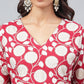 Janasya Women's Maroon Cotton Floral Printed Gathered Casual Kurta Set | Swadesiicart