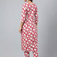 Janasya Women's Maroon Cotton Floral Printed Gathered Casual Kurta Set | Swadesiicart